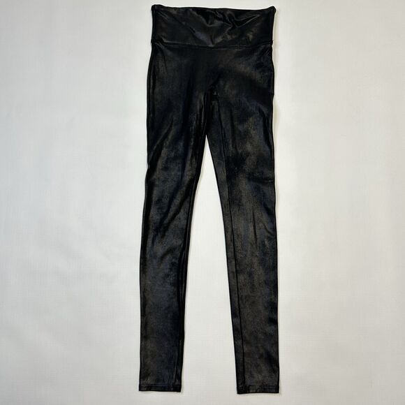 SPANX Faux Leather Black Power Waistband High Waist Leggings Womens Small 2437 - Picture 4 of 13